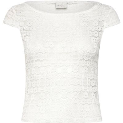 ABRAND Little Miss Lace Tee White S White S ABRAND Little Miss Lace Tee White S White S