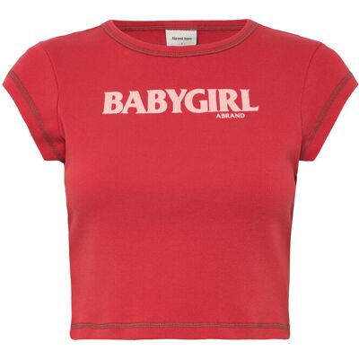 ABRAND Babygirl Rib Cropped Tee Red L Red L ABRAND Babygirl Rib Cropped Tee Red L Red L