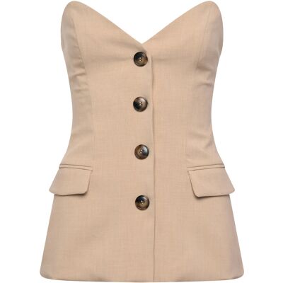 Bardot Kylian Button Front Top 34 Beige 34 Bardot Kylian Button Front Top 34 Beige 34