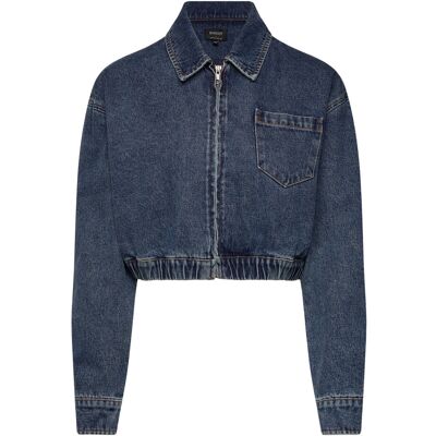 Bardot Crop Bomber Denim Jacket 38 Blue 38 Bardot Crop Bomber Denim Jacket 38 Blue 38