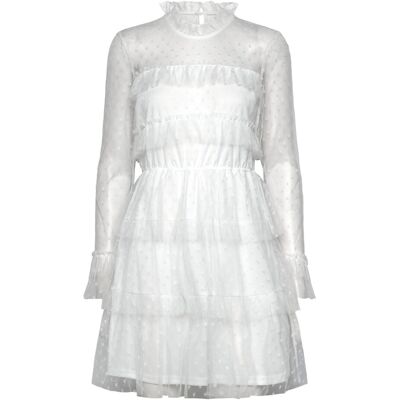 Bubbleroom Rhoda Dotted Mesh L/S Dress 38 White 38 Bubbleroom Rhoda Dotted Mesh L/S Dress 38 White 38