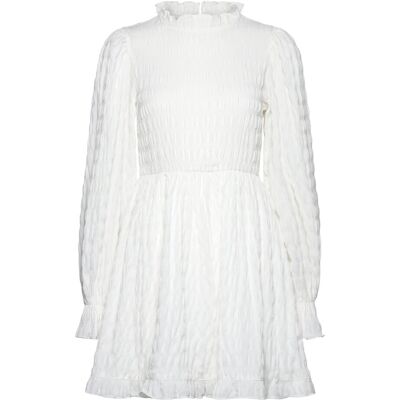 Bubbleroom Frill Structured Dress L White L Bubbleroom Frill Structured Dress L White L