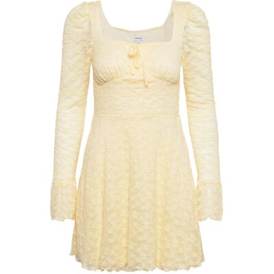 Bubbleroom Square Neck Lace Dress M Yellow M Bubbleroom Square Neck Lace Dress M Yellow M