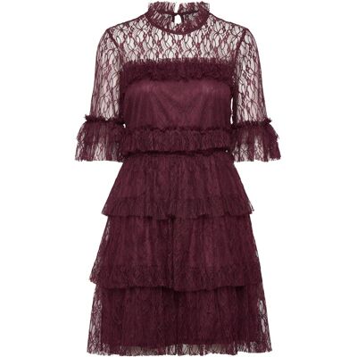 Bubbleroom Frill Lace Dress 42 Burgundy 42 Bubbleroom Frill Lace Dress 42 Burgundy 42