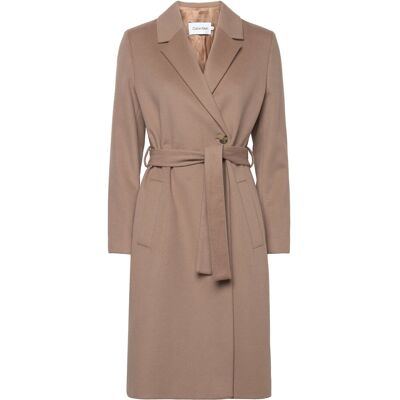 Calvin Essential Wool Wrap Coat 42 Beige 42 Calvin Essential Wool Wrap Coat 42 Beige 42