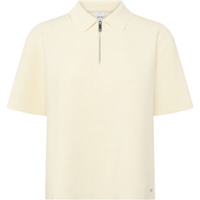 Calvin Ss Tailored Knit Collar Zip Top S Cream S Calvin Ss Tailored Knit Collar Zip Top S Cream S
