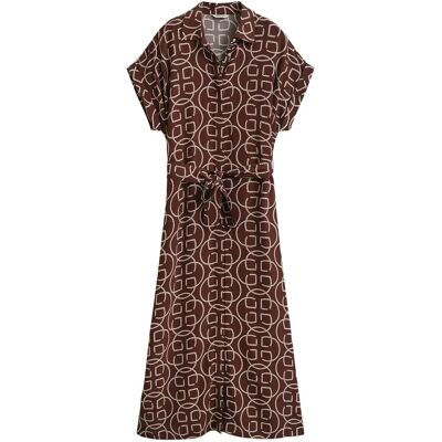 Gant Monogram Print Cap Sleeve Dress 40 Brown 40 Gant Monogram Print Cap Sleeve Dress 40 Brown 40
