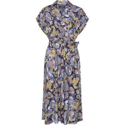 Lauren Ralph Lauren Floral Belted Crepe Dress 36 Blue 36 Lauren Ralph Lauren Floral Belted Crepe Dress 36 Blue 36