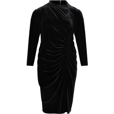 Lauren Women Ruched Velvet Asymmetrical Dress 52 Black 52 Lauren Women Ruched Velvet Asymmetrical Dress 52 Black 52