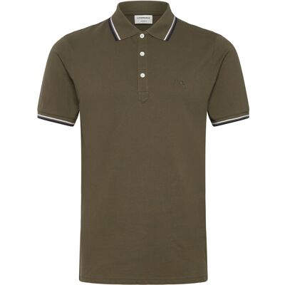 Lindbergh Polo Pique W. Contrast Piping XL Khaki XL Lindbergh Polo Pique W. Contrast Piping XL Khaki XL