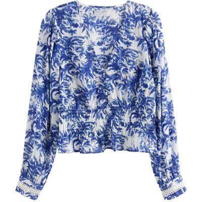Lindex Long-Sleeved Blouse XXL Blue XXL Lindex Long-Sleeved Blouse XXL Blue XXL