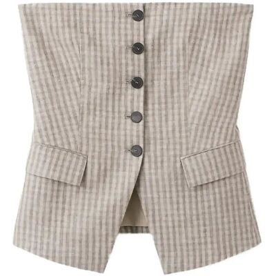Mango Bandeau Top With Buttons M Grey M Mango Bandeau Top With Buttons M Grey M