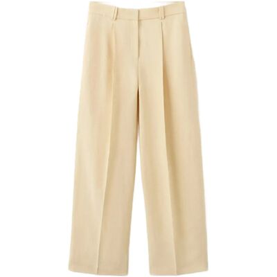 Mango Straight Linen-Blend Trousers 42 Yellow 42 Mango Straight Linen-Blend Trousers 42 Yellow 42