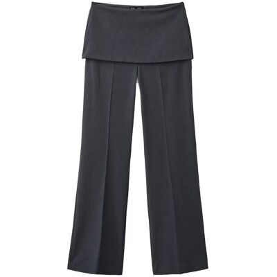 Mango Straight-Leg Trousers With A Mixed Design 38 Grey 38 Mango Straight-Leg Trousers With A Mixed Design 38 Grey 38