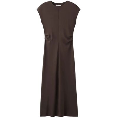 Mango Midi-Dress With Draped Detail XXL Brown XXL Mango Midi-Dress With Draped Detail XXL Brown XXL
