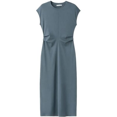 Mango Midi-Dress With Draped Detail XXL Blue XXL Mango Midi-Dress With Draped Detail XXL Blue XXL