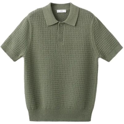 Mango Waffle Knit Polo M Khaki M Mango Waffle Knit Polo M Khaki M