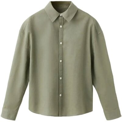 Mango Straight Linen Shirt 152 Khaki 152 Mango Straight Linen Shirt 152 Khaki 152