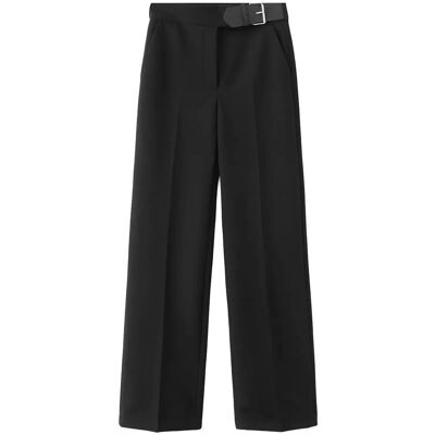 Mango Belt Straight-Fit Trousers 42 Black 42 Mango Belt Straight-Fit Trousers 42 Black 42