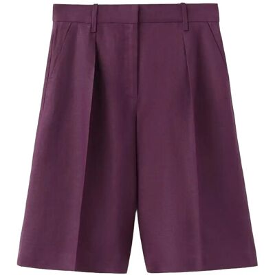 Mango Straight Linen Bermuda Shorts 42 Purple 42 Mango Straight Linen Bermuda Shorts 42 Purple 42