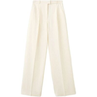 Mango Pinstripe Suit Trousers 42 Cream 42 Mango Pinstripe Suit Trousers 42 Cream 42