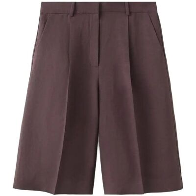 Mango Straight Linen Bermuda Shorts 38 Purple 38 Mango Straight Linen Bermuda Shorts 38 Purple 38