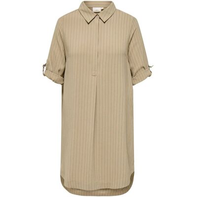 ONLY Carmakoma Carelza 3/4 Stripe Dress Wvn 48 Beige 48 ONLY Carmakoma Carelza 3/4 Stripe Dress Wvn 48 Beige 48