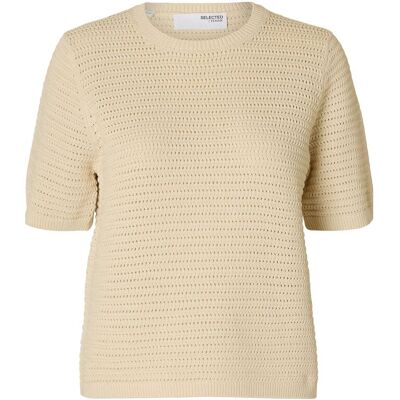 Selected Slfvinna Ss Structure Knit O-Neck Noos L Cream L Selected Slfvinna Ss Structure Knit O-Neck Noos L Cream L