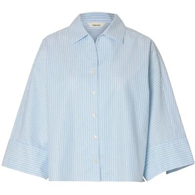 Selected Slfester Oversize 3/4 Shirt B 40 Blue 40 Selected Slfester Oversize 3/4 Shirt B 40 Blue 40