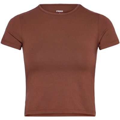 STRONGER Jersey Crew Neck T-Shirt XS Brown XS STRONGER Jersey Crew Neck T-Shirt XS Brown XS