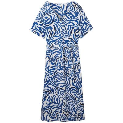 Tom Tailor Printed Wrap Dress 34 Blue 34 Tom Tailor Printed Wrap Dress 34 Blue 34