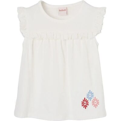 Boboli Knit T-Shirt For Girl -Bci 122 White 122 Boboli Knit T-Shirt For Girl -Bci 122 White 122