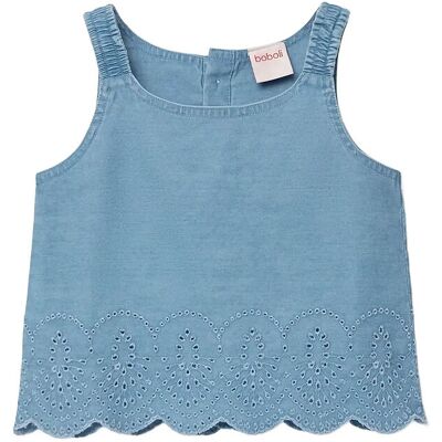 Boboli Shirt Denim Embroidery For Girl -Bci 110 Blue 110 Boboli Shirt Denim Embroidery For Girl -Bci 110 Blue 110