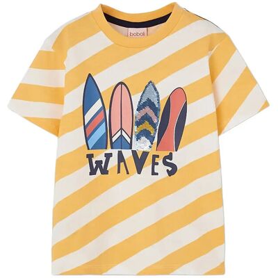 Boboli Knit T-Shirt Striped For Boy -Bci 80 Yellow 80 Boboli Knit T-Shirt Striped For Boy -Bci 80 Yellow 80