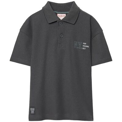 Boboli Knit Polo For Boy -Bci 128 Grey 128 Boboli Knit Polo For Boy -Bci 128 Grey 128