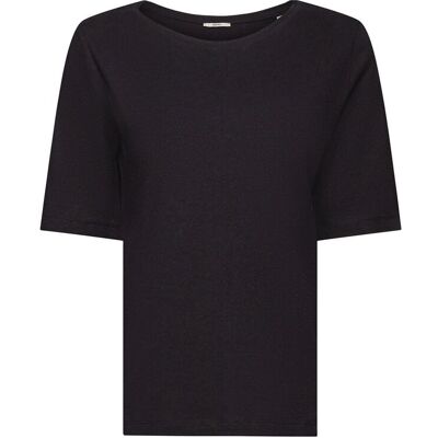 Esprit Casual Linen Blend T-Shirt L Black L Esprit Casual Linen Blend T-Shirt L Black L