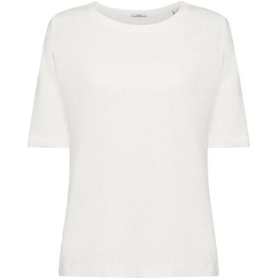 Esprit Casual Linen Blend T-Shirt L White L Esprit Casual Linen Blend T-Shirt L White L