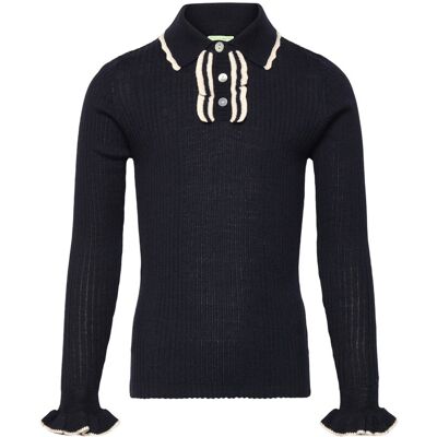 FUB Frill Polo 100 Navy 100 FUB Frill Polo 100 Navy 100