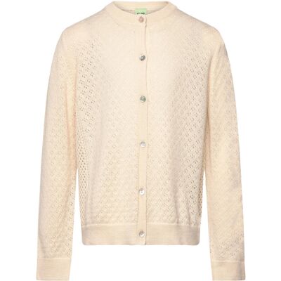 FUB Pointelle Cardigan 100 Cream 100 FUB Pointelle Cardigan 100 Cream 100
