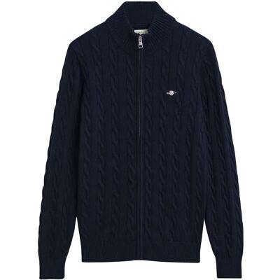 Gant Cotton Cable Full Zip Cardigan 134-140 Blue 134-140 Gant Cotton Cable Full Zip Cardigan 134-140 Blue 134-140