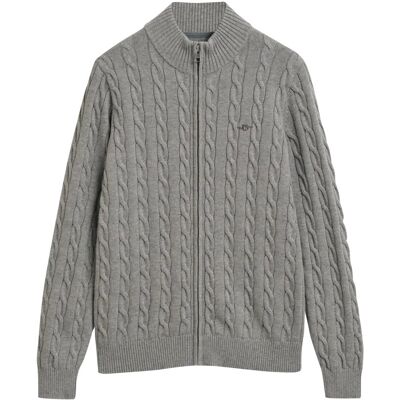 Gant Cotton Cable Full Zip Cardigan 134-140 Grey 134-140 Gant Cotton Cable Full Zip Cardigan 134-140 Grey 134-140