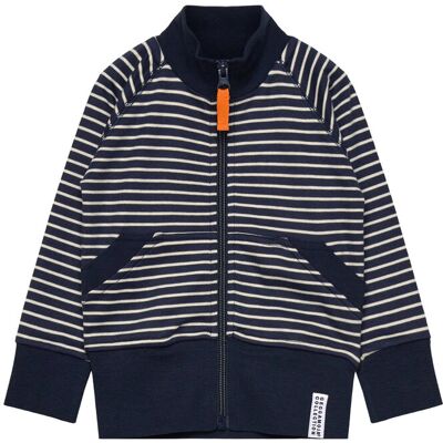 Geggamoja Zip Sweater Navy Beige Stripe 86/92 Navy 86/92 Geggamoja Zip Sweater Navy Beige Stripe 86/92 Navy 86/92