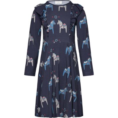 Geggamoja Bamboo Flared Dress Navy Dala Horse 86/92 Navy 86/92 Geggamoja Bamboo Flared Dress Navy Dala Horse 86/92 Navy 86/92