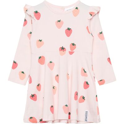 Geggamoja Bamboo Flared Dress Strawberry 110/116 Pink 110/116 Geggamoja Bamboo Flared Dress Strawberry 110/116 Pink 110/116