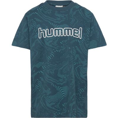 Hummel Hmljr Aop Logo T-Shirt 134/140 Blue 134/140 Hummel Hmljr Aop Logo T-Shirt 134/140 Blue 134/140