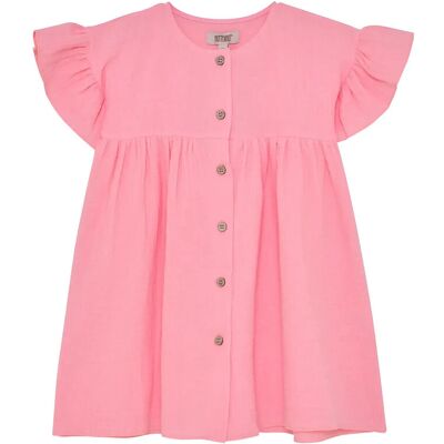 Huttelihut Dress Ss Muslin 128 Pink 128 Huttelihut Dress Ss Muslin 128 Pink 128