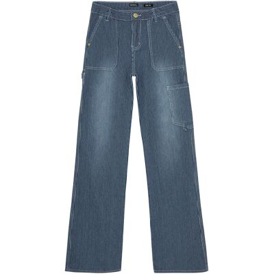 Indian Blue Jeans Wide Worker Striped Pants 164 Blue 164 Indian Blue Jeans Wide Worker Striped Pants 164 Blue 164