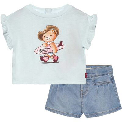 Levi's ® Cowboy Bear Tee And Pleated Shorts 2-Piece Set 62 Blue 62 Levi's ® Cowboy Bear Tee And Pleated Shorts 2-Piece Set 62 Blue 62