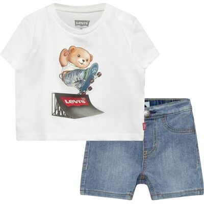 Levi's ® Skater Tee And Denim Shorts 2-Piece Set 62 White 62 Levi's ® Skater Tee And Denim Shorts 2-Piece Set 62 White 62