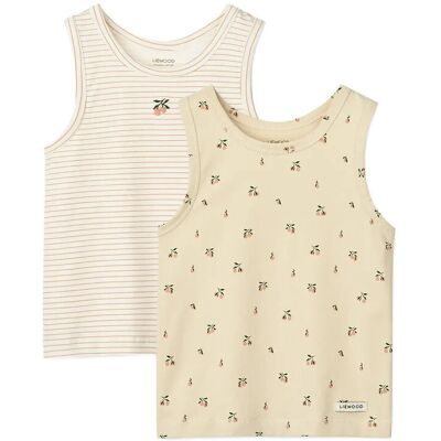 Liewood Faris Printed Tank Top 2-Pack 122/128 Cream 122/128 Liewood Faris Printed Tank Top 2-Pack 122/128 Cream 122/128